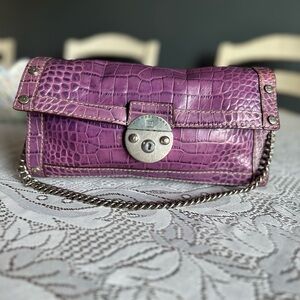 Michael Kors Purple Crocodile Pattern Chain Bag